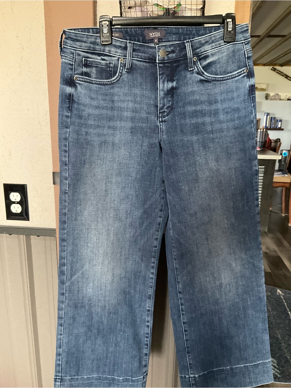 NYDJ Women's Wide-Leg Cropped Jeans in Medium Blue Wash